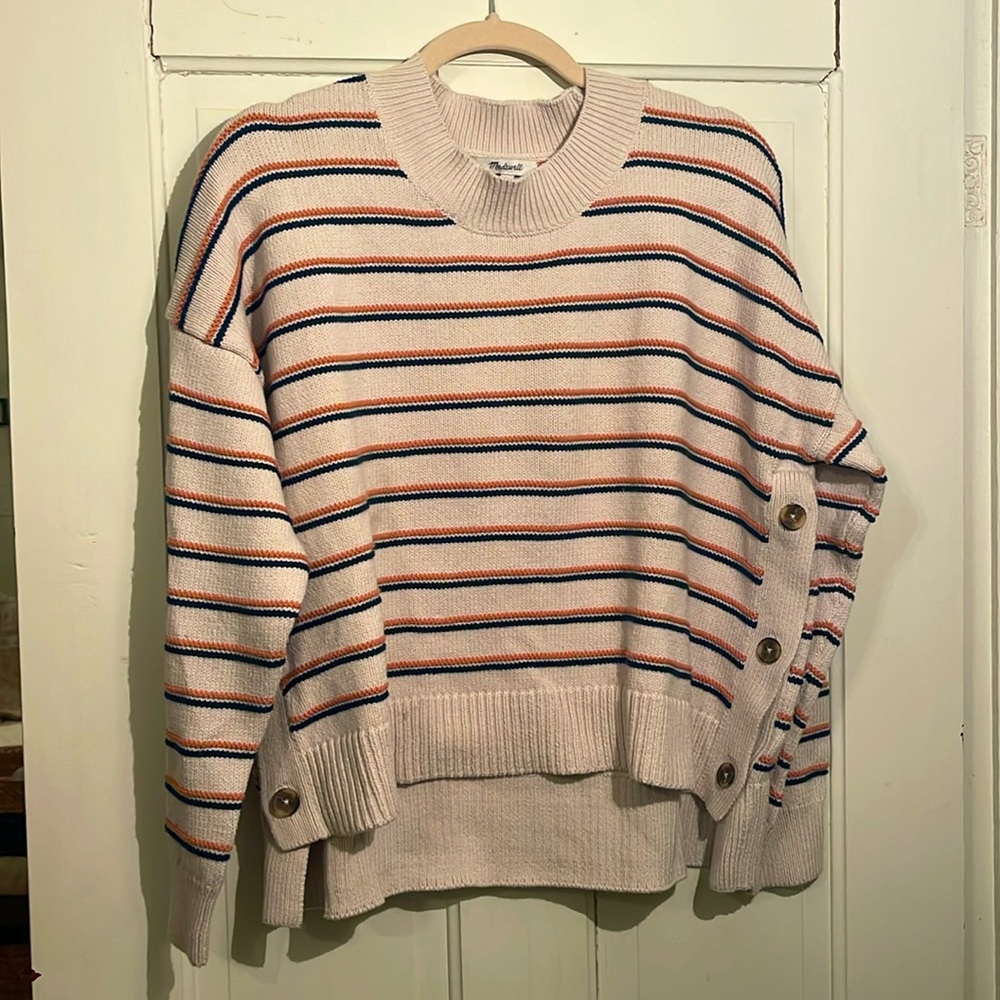 Madewell coral/navy stripe sweater L